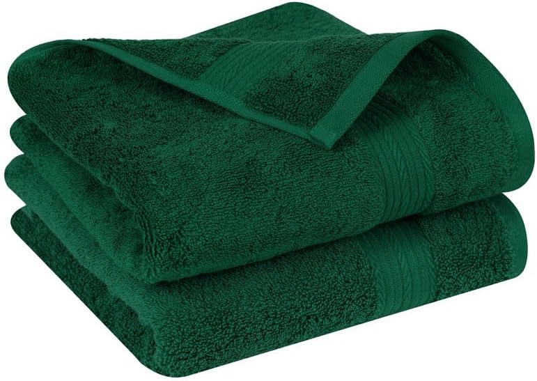 Ample Decor Hand Towels 18 X 28 Inch 600 GSM 100% Cotton, Premium Soft Absorbent - 2 Pcs - Green