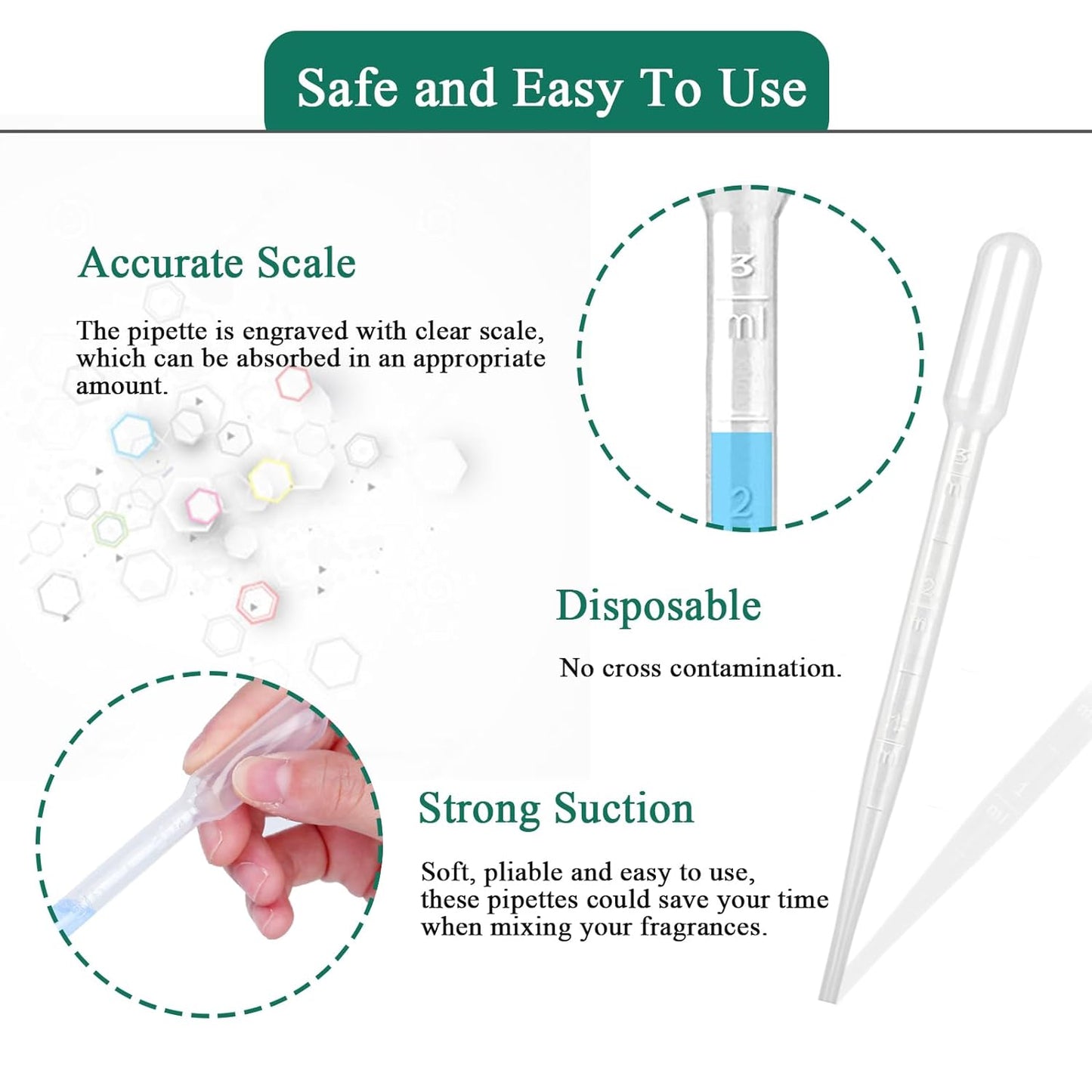 moveland 3ml Disposable Plastic Dropper Pipettes, Calibrated Dropper Suitable for Science Laboratory, DIY Art (15)