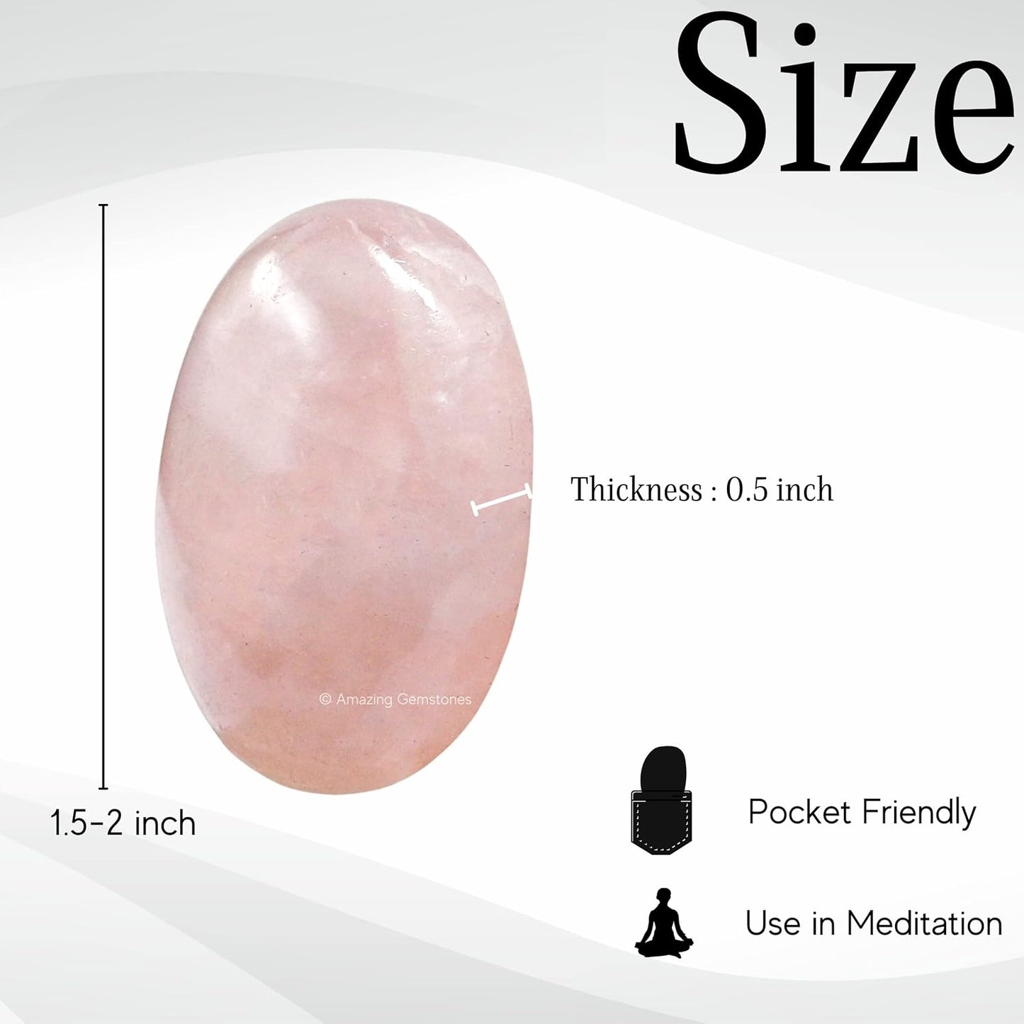 Amazing Gemstone Rose Quartz Crystals and Healing Stones - Large Palm Stone Crystals Piedra - Crystal for Good Luck, Balanced Positive Energy, Meditation, Unique Stocking Stuffers Gifts for Women, Men