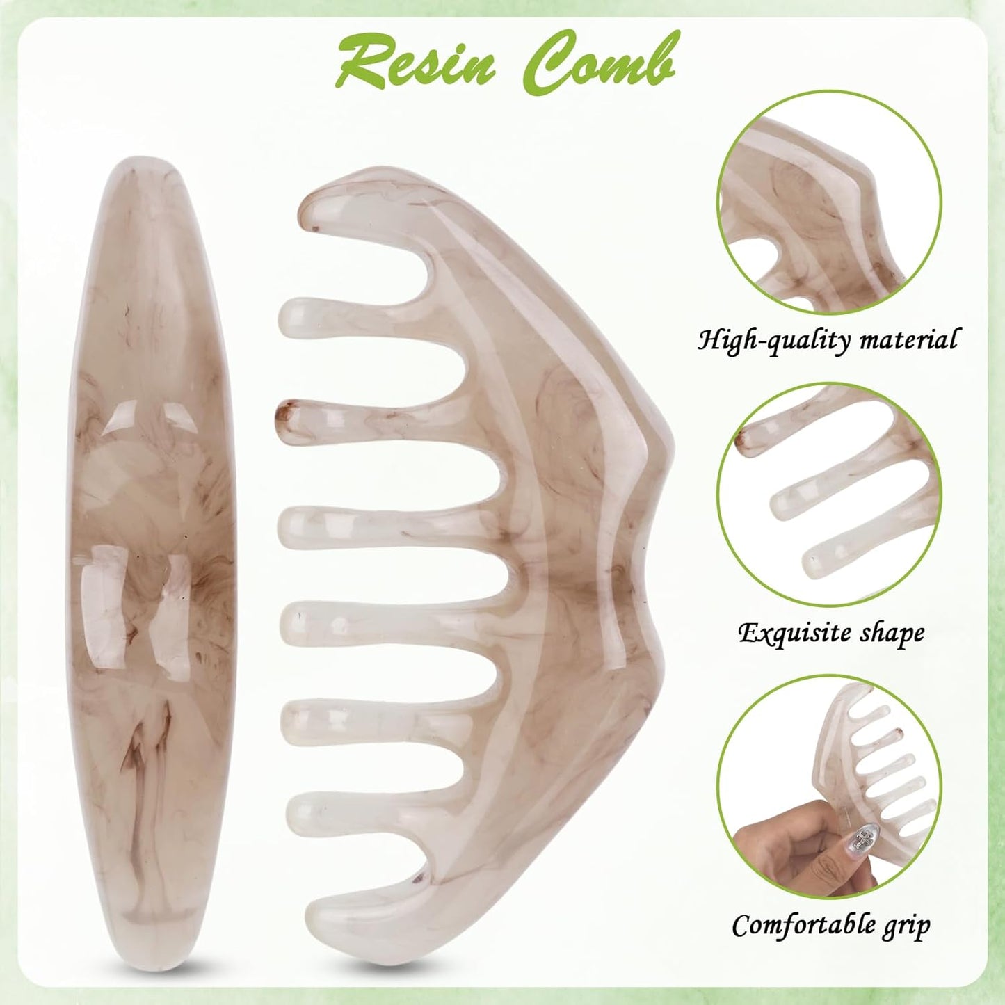 2 Pcs Jade Eye Mask and Scalp Massage Comb Set, Natural Jade Stone Hot & Cooling Eye Mask for Puffy Eyes & Help Soothe Eye Fatigue, Resin Scalp Massager Tool for Relaxation and Head Care