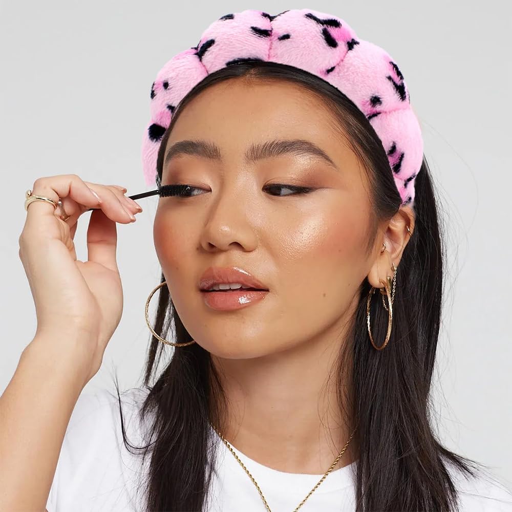 Spa Headbands for Washing Face Wristband Set Sponge Makeup Skincare Headband Wrist Towels Bubble Soft Terry Towel Cloth Hairband for Women Puffy Headwear Non Slip Thick Thin Hair