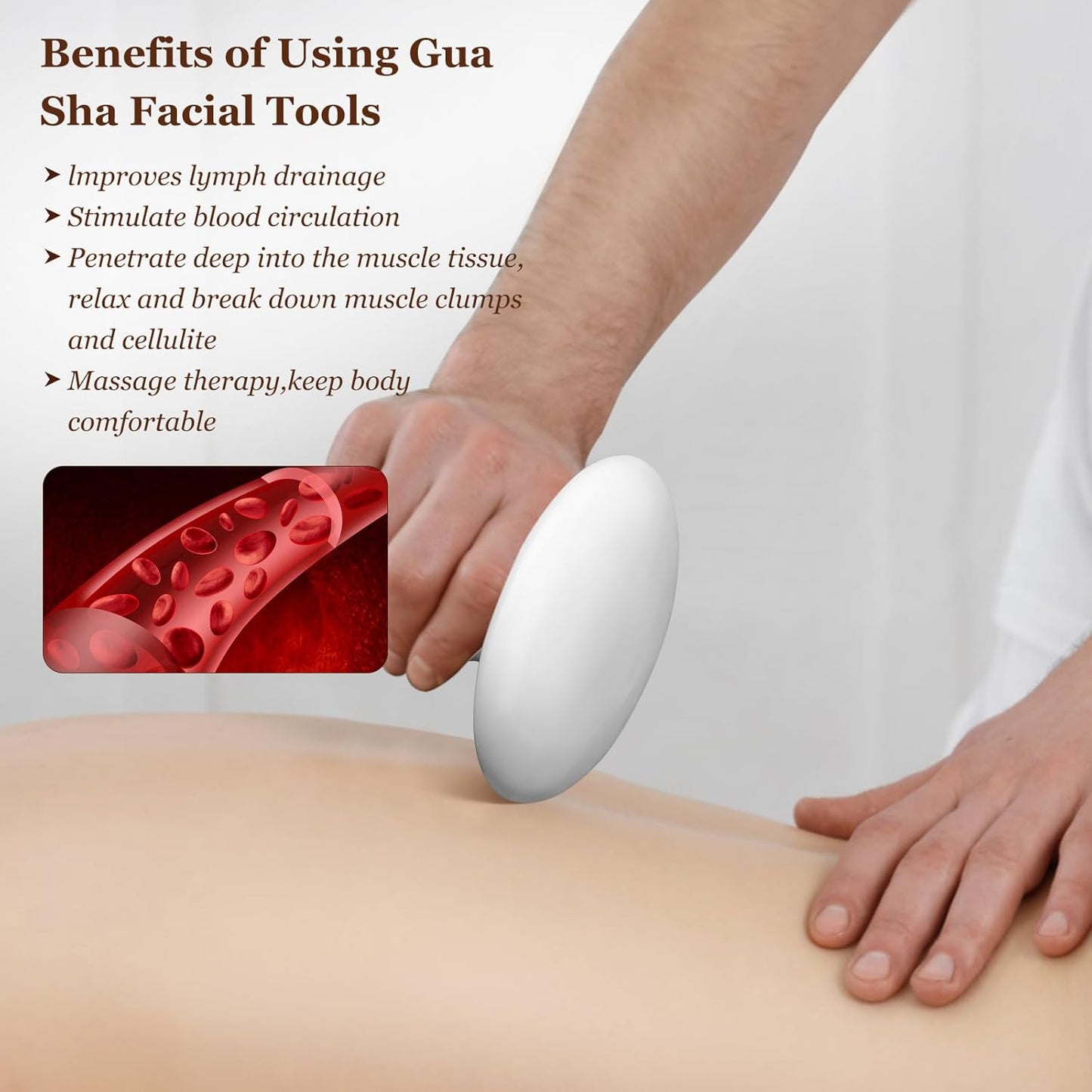 gemshan Guasha Massage Tool Mushroom Shape Natural Jade Stone for Body Face for Essential Massage Spa Massage Therapy