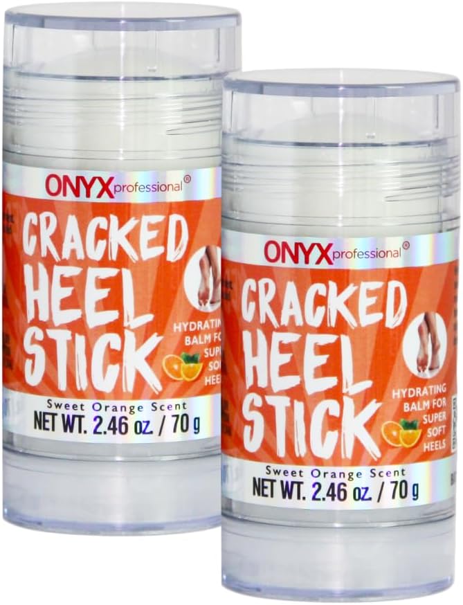 Onyx Professional Cracked Heel Repair Balm Stick for Dry Cracked Feet Treatment, Orange Scent, 2 pack - Moisturizing Foot Balm, Rolls On, No Mess Like Foot Cream or Foot Lotion, Heel Treatment