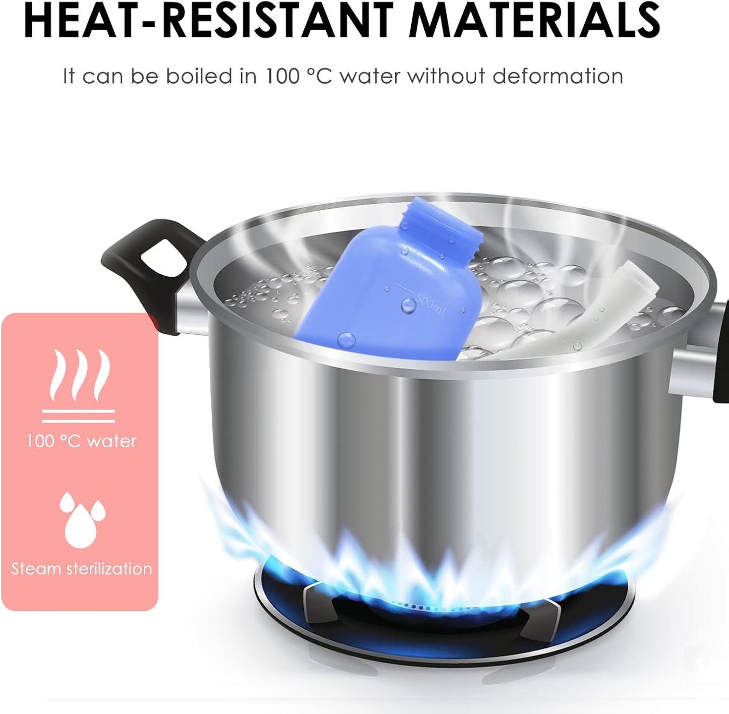 RUFCRIL Peri Bottle, Portable Travel Bidet with Bag, TPE Material Can Be Boiled, 17oz/500ml with 2 Sealing Rings,Essentials for Postpartum Perineal Care,Hemorrhoid Treatment,and Baby(Blue)