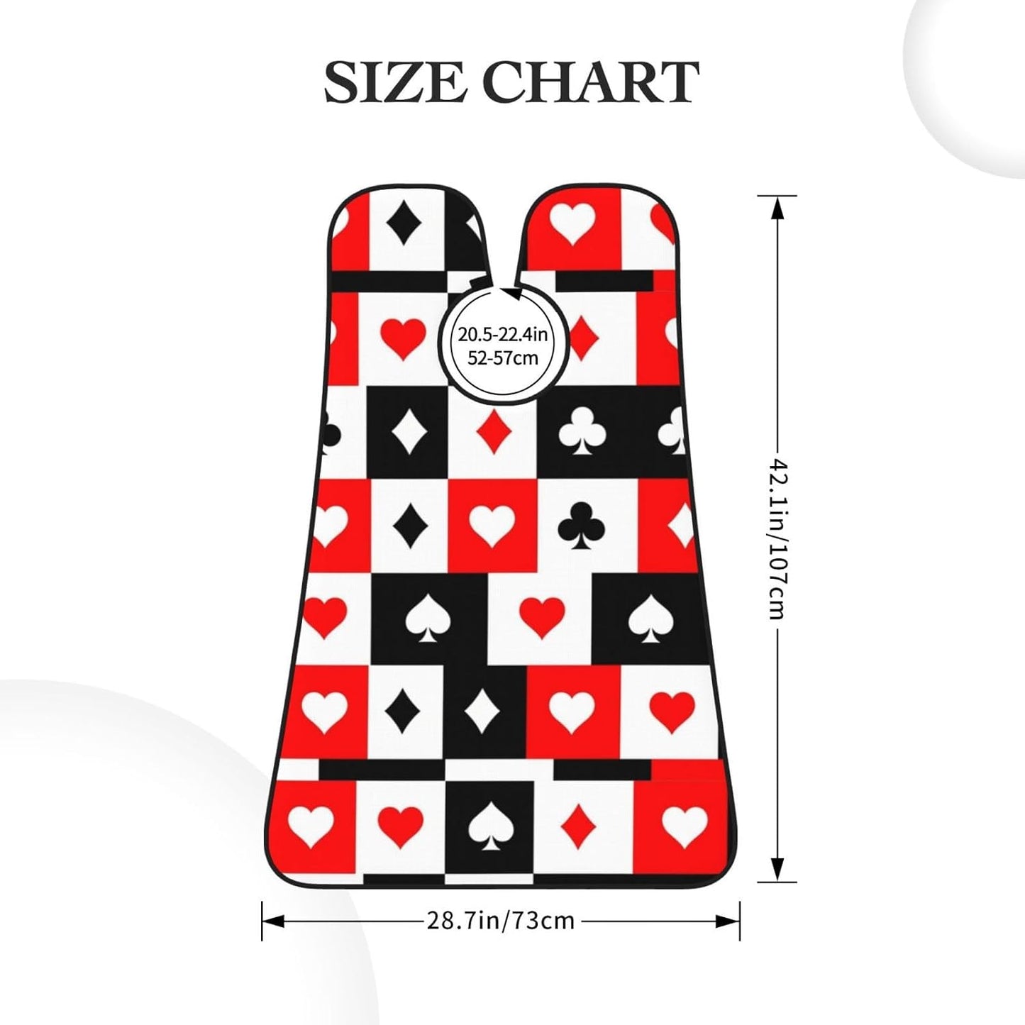 Beard Grooming Cape, Waterproof Hair Catcher for Shaving Trimming, Non-Stick Bib Apron Gifts for Dad Men, Checkered Suits Hearts Diamonds Clubs Spades Poker Playing Cards Shave Bib