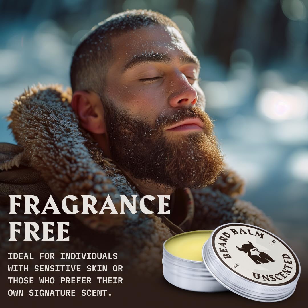 Striking Viking Beard Balm for Men & Mustache Balm with Shea Butter & Argan Oil - 2 oz, Light Hold - Fragrance Free Beard Conditioner & Softener - Softens & Shapes with Tea Tree & Jojoba Oils