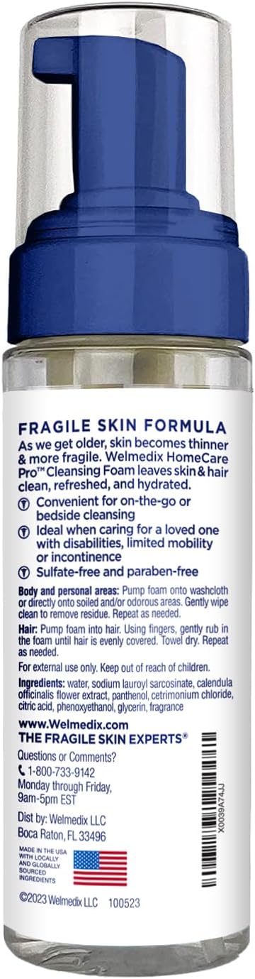 Rinse Free Cleansing Foam, 3 in 1 Body Wash, Shampoo and Personal Cleanser for Elderly, Incontinence and Infant Care, Hospital Grade, Sulfate Free, Paraben Free (Pack of 3)
