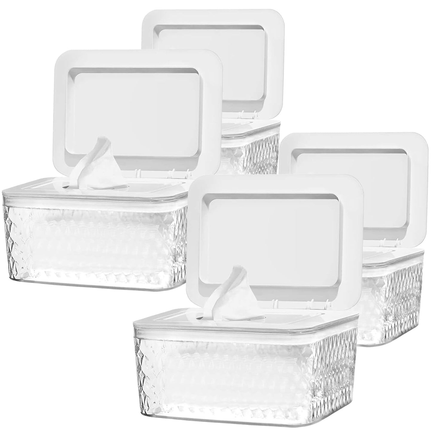 4 Pack Wipes Dispenser Seal-Designed Wipe Dispenser Holder Wipes Case Box for Bathroom Keep Wipes Fresh, Dust-Proof & Non-Slip