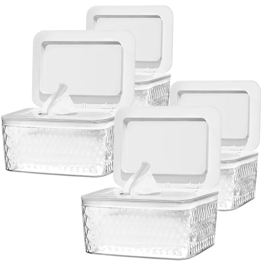4 Pack Wipes Dispenser Seal-Designed Wipe Dispenser Holder Wipes Case Box for Bathroom Keep Wipes Fresh, Dust-Proof & Non-Slip