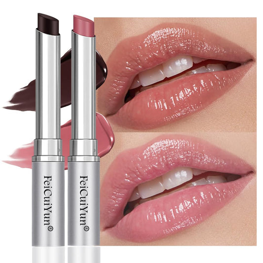 2Pcs Honey Tinted Lip Balms Lip Stain, Sheer Hydrating Lip Skin Tint, Gloss Balm Moisturizing Lip Color for All Skin Tones, Nourishing Lip Balm with a Hint of Natural Black Cherry Tint