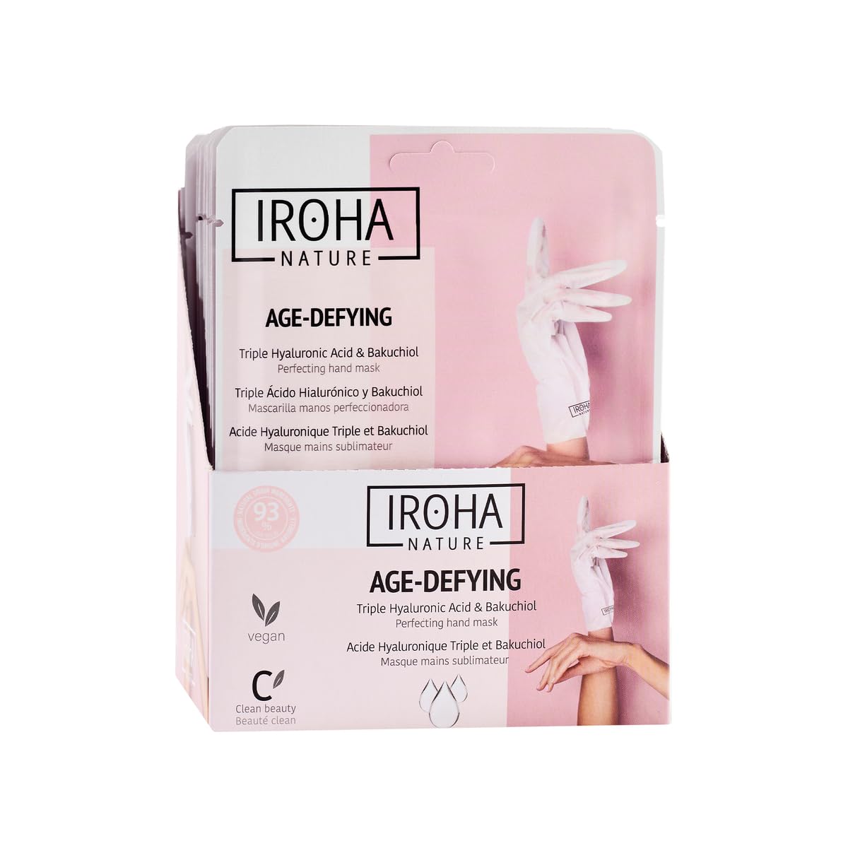 IROHA NATURE Anti-Aging Hand Mask Gloves | 15 Pairs | Triple Hyaluronic Acid, Bakuchiol & Niacinamide | Reduces Wrinkles & Dark Spots | Vegan & Cruelty-Free | 93% Natural Ingredients