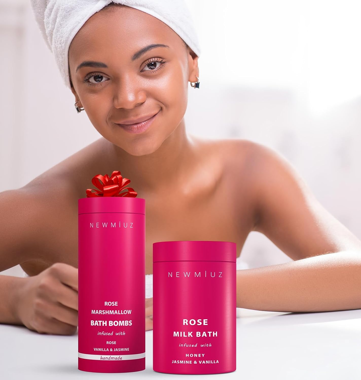 Rose Vanilla Bath Bomb Mega Foaming Bubbles Infused with Vanilla Jasmine Luxurious Spa Bath Essentials Nourishing Dry Skin Stress Relief Bath Gift