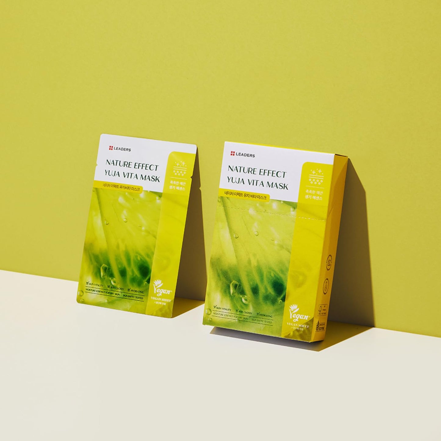 LEADERS Nature Effect Yuja Vita Mask - Helps Hydrate Skin, Serum Content, Vegan Certified - 10 Sheets