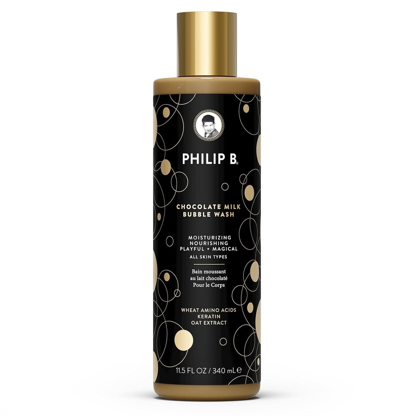 PHILIP B Chocolate Milk Bubble Wash 11.5 Fl Oz (340mL) - Moisturizing & Nourishing, Formulated With Wheat Amino Acids, Keratin & Oat Extract, for All Skin Types