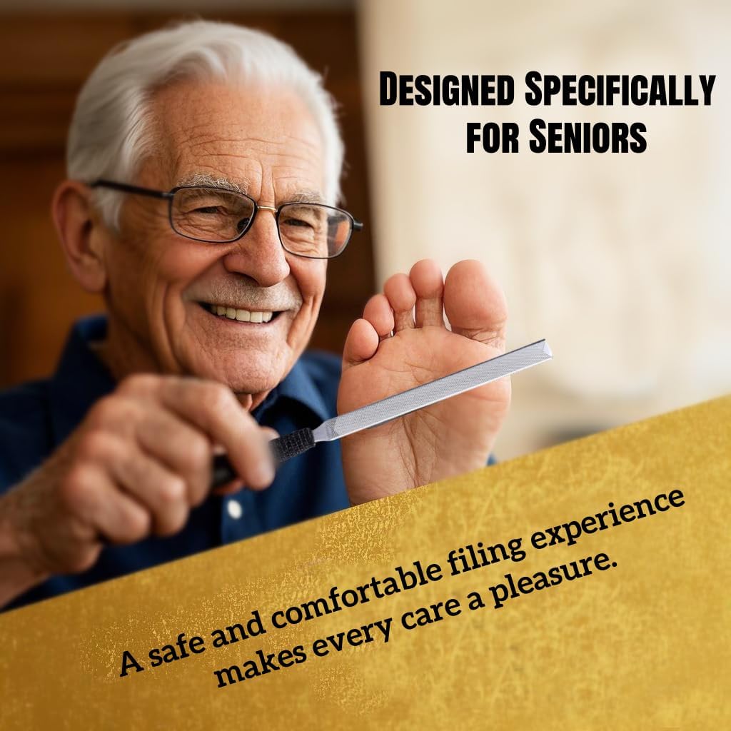 2 Pieces Toe Nail Files for Thick Nails,Stainless Steel, 4 Sides for Men Seniors & Dogs