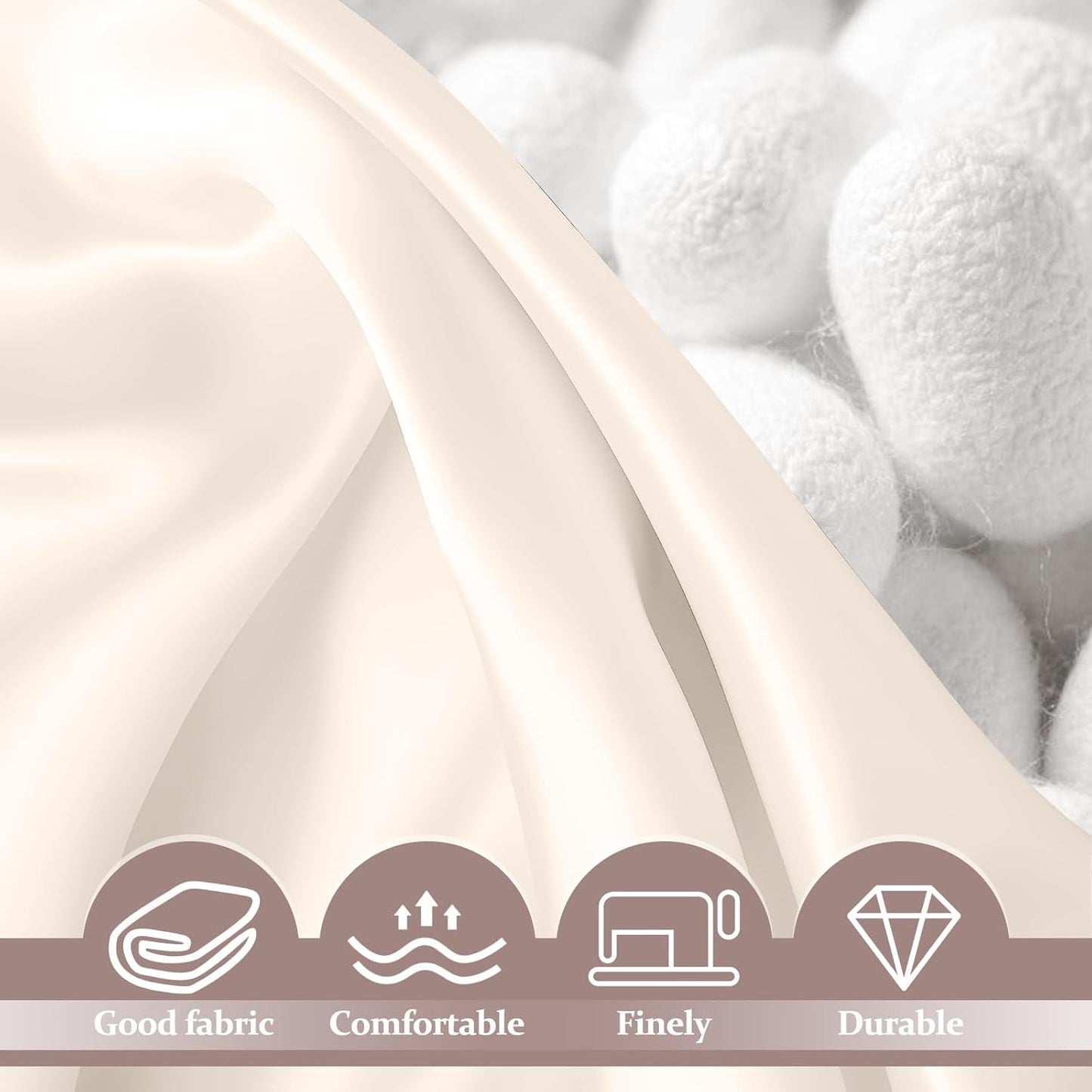 2 Pack 100% Pure Silk Pillowcase for Hair and Skin, Both Sides Mulberry Silk Pillowcases with Hidden Zipper, Cooling Pillowcase 19 Momme, 600 Thread Silk Pillow Cases Queen Size, Beige