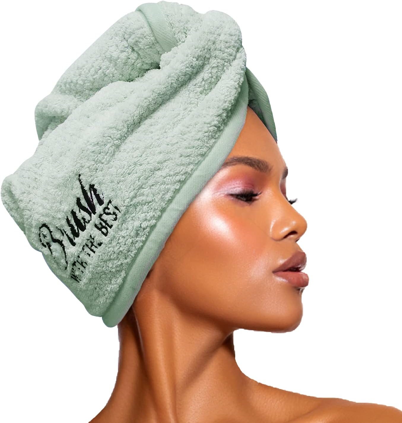 Felicia Leatherwood Microfiber Hair Towel Wrap - Quick Drying, Anti Frizz & Gentle on Hair - Easy to Use, Saves Time, Lightweight & Compact - for Curly, Long & Thick Hair - Men & Women - Mint