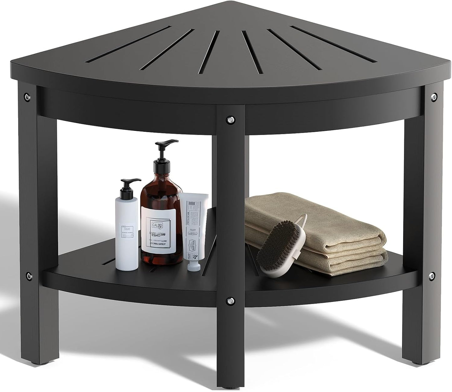 Shower Stool for Inside Shower, Corner Shower Stool, Shower Bench Seat with Storage Shelf for Shaving Legs Plastic Spa Bath Step Foot Rest for Bathroom Small Place