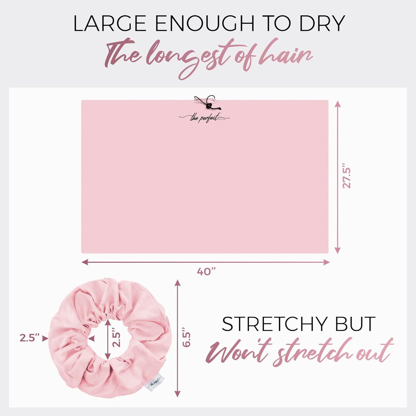 Microfiber Hair Towel Wrap + 2 Smooth Large Hair Drying Tie for Wet Hair - Anti-Frizz, Gentle, Absorbent Hair Scrunchies or Face Washing Wristband