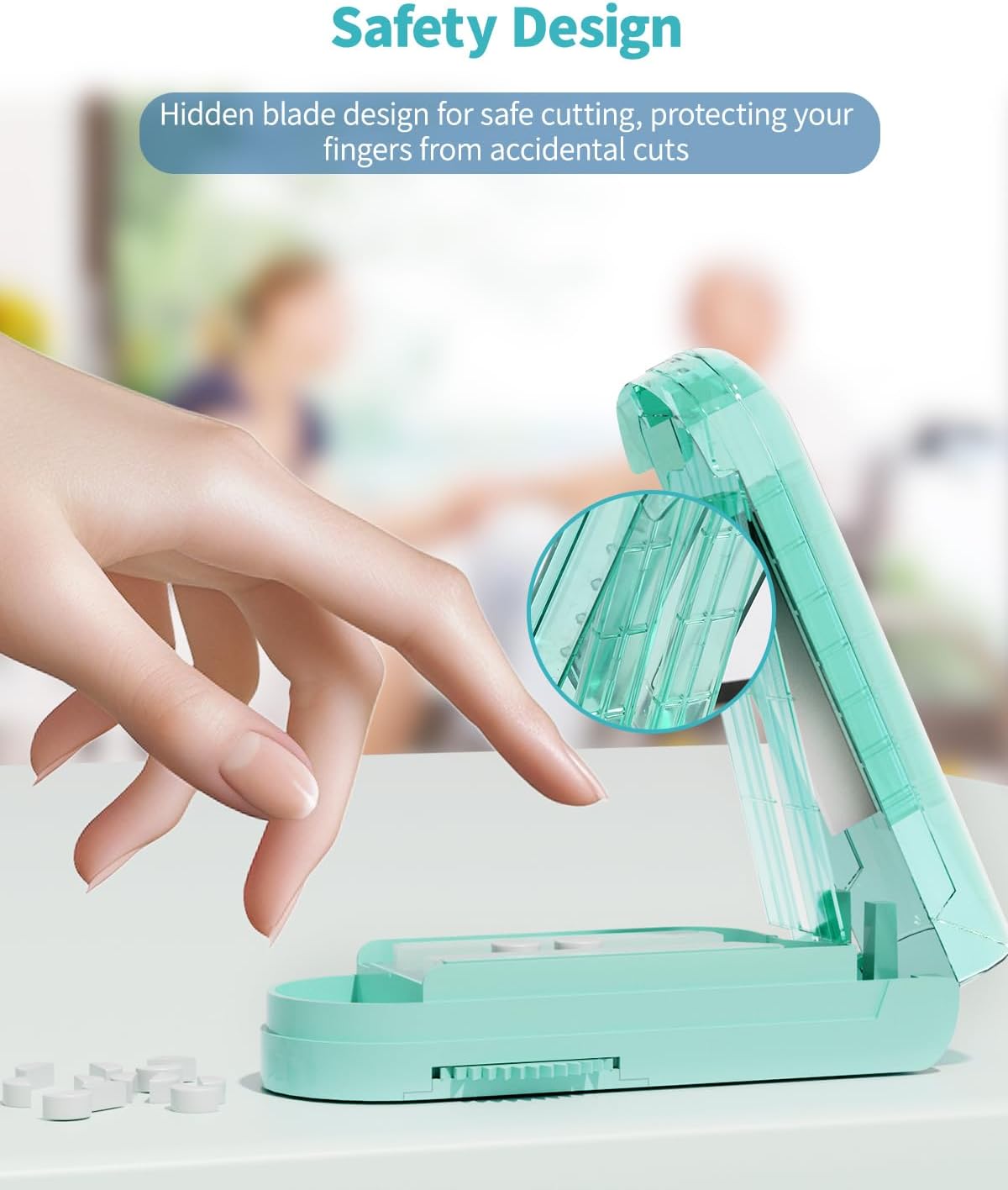 Pill Cutter Splitter for Small and Tiny Pills, Pill Splitter Accurately Cuts Multiple Pills at Once for Large and Small Medicines, Sharp Blade with Safety Guard (Green)