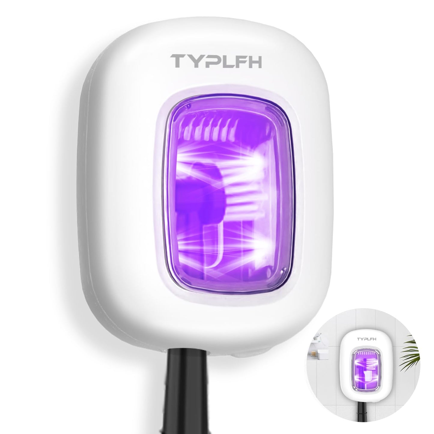 Toothbrush Sanitizer and Holder, TYPLFH Wall Mounted Toothbrush Covers Holders for Bathrooms, Rechargeable Toothbrush Travel Cleaner Case for Electric & Any Toothbrushes