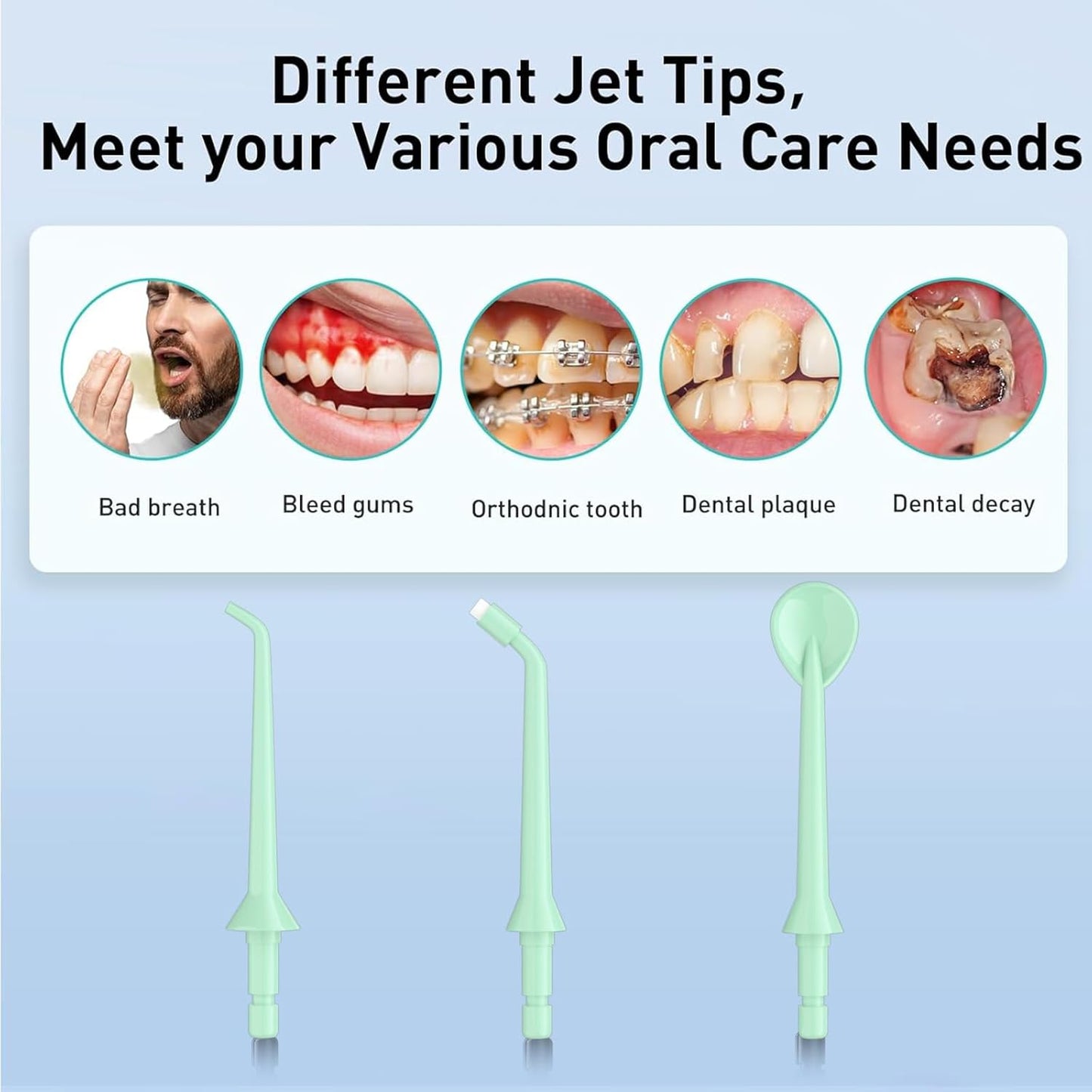 Water Dental Flosser Teeth Pick: Portable Cordless Oral Irrigator 320ML Rechargeable Travel Irrigation Cleaner with 5 Flossing Tips, IPX7 Waterproof Electric Flossing Machine for Teeth Cleaning