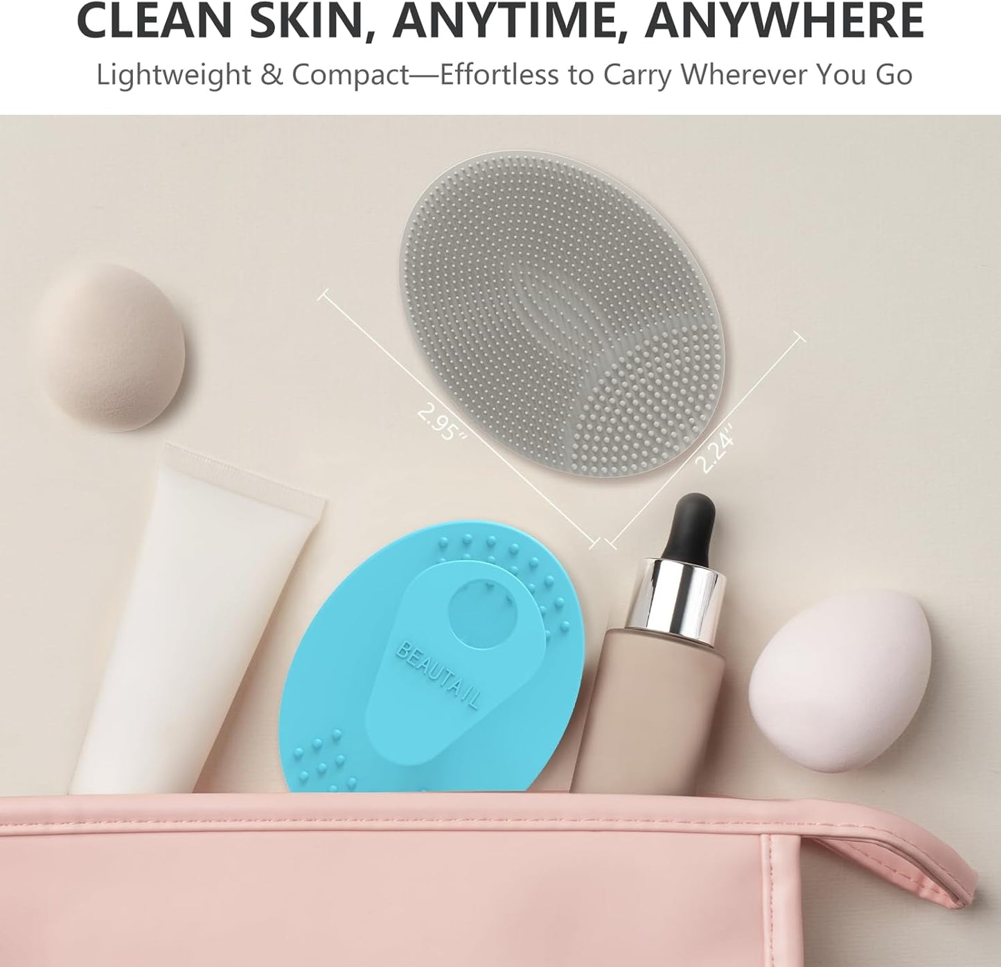 Face Scrubber 4 Pack, BEAUTAIL Silicone Manual Facial Cleansing Brush for Men Women, Gentle Face Scrubber Exfoliator, Skin Care Exfoliating Face Brush, Black+Starlight+Pink+Blue