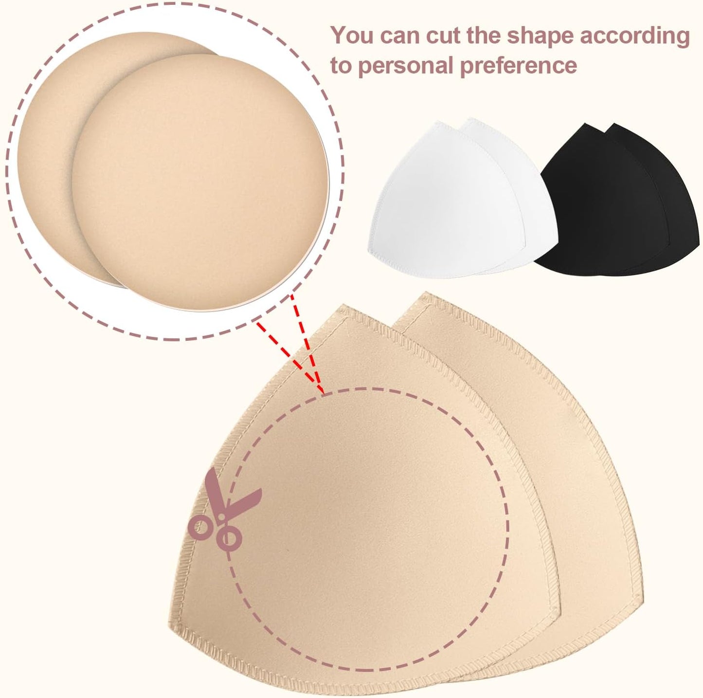 Bra Pad Insert,Removable Sport Bra Cup Triangle Breathable & Reusable Bra Pad for Yoga Bra,Swimsuits,Bikini