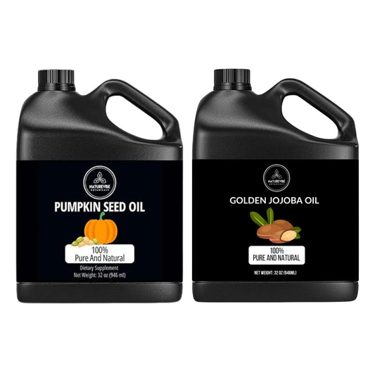 Naturevibe Botanicals Pumpkin Seed Oil 32oz and Golden Jojoba Oil 32oz | Oil Combo