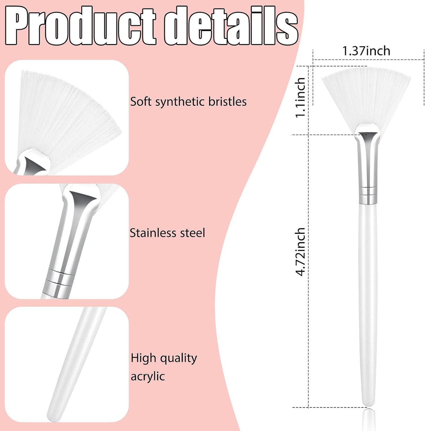 Patelai 14 Pieces Fan Brushes Applicator, Mask Brushes for Facial Makeup Tools for Face Cosmetic(White)