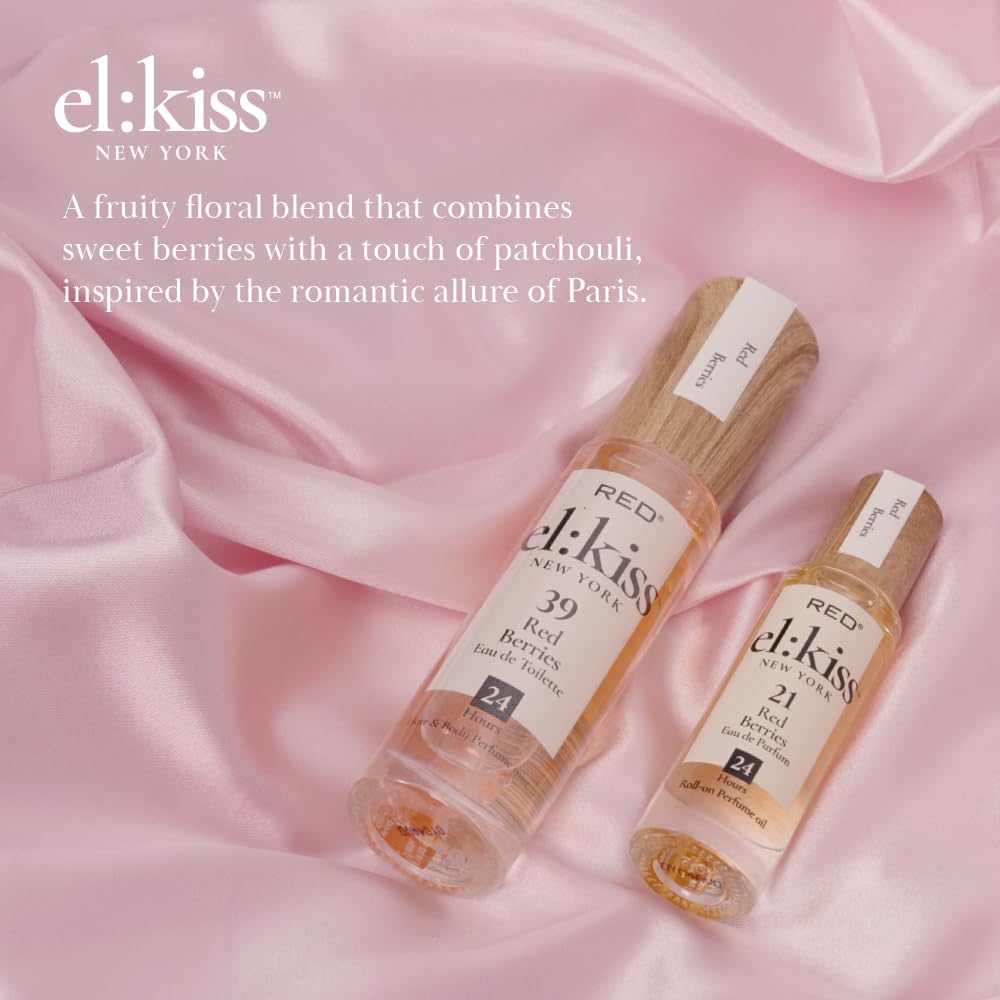 EL:KISS Hair Perfume & Body Mist, Red Berries Inspired by YSt L's Mon Paris, Eau de Toilette 30mL (1.01 Fl Oz), Hydrating & Long-Lasting, Alcohol & Mineral Oil-Free, Jojoba, Argan Oil & Aloe Vera