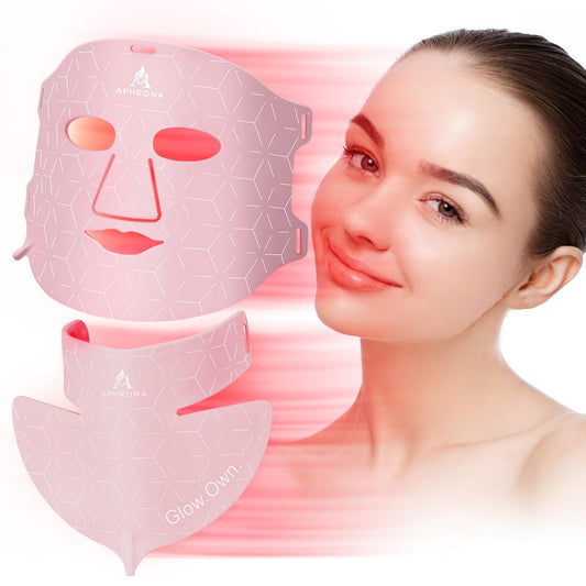 Aphrona Acne Removal Wrinkle Reduction Skin Care Mask | LED Light Therapy Red light Blue light | Glowing Skin Photo Facial (7 color)
