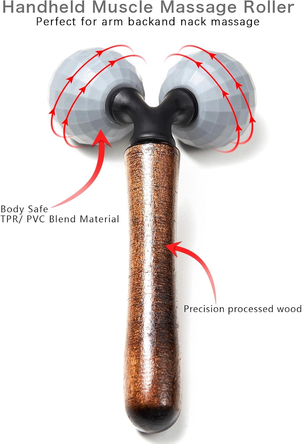 Relax Massage Roller - Body Massage Tools Myofascial Trigger Points Reduce Muscle Soreness Tightness Leg Cramps for Circulation, Stress, Arthritis and Hand Pain Relief & Recovery (Grey)