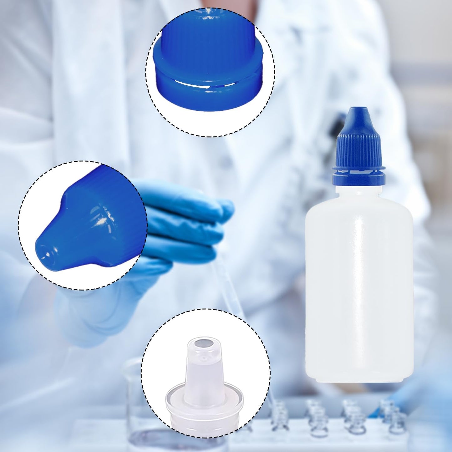 12 Pcs Dropper Bottles, 50ml/1.7 oz Empty Squeezable Small Mouth Dropper Bottle, Liquid Dropper Bottle with Blue Cap