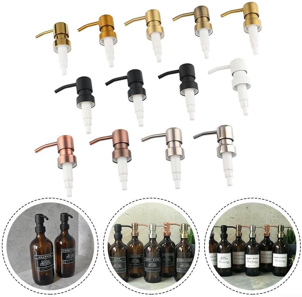 Dispenser Pump Head, Stainless Steel Soap Dispenser Pump Replacement for Push Type Lotion Liquid Bottle(White)