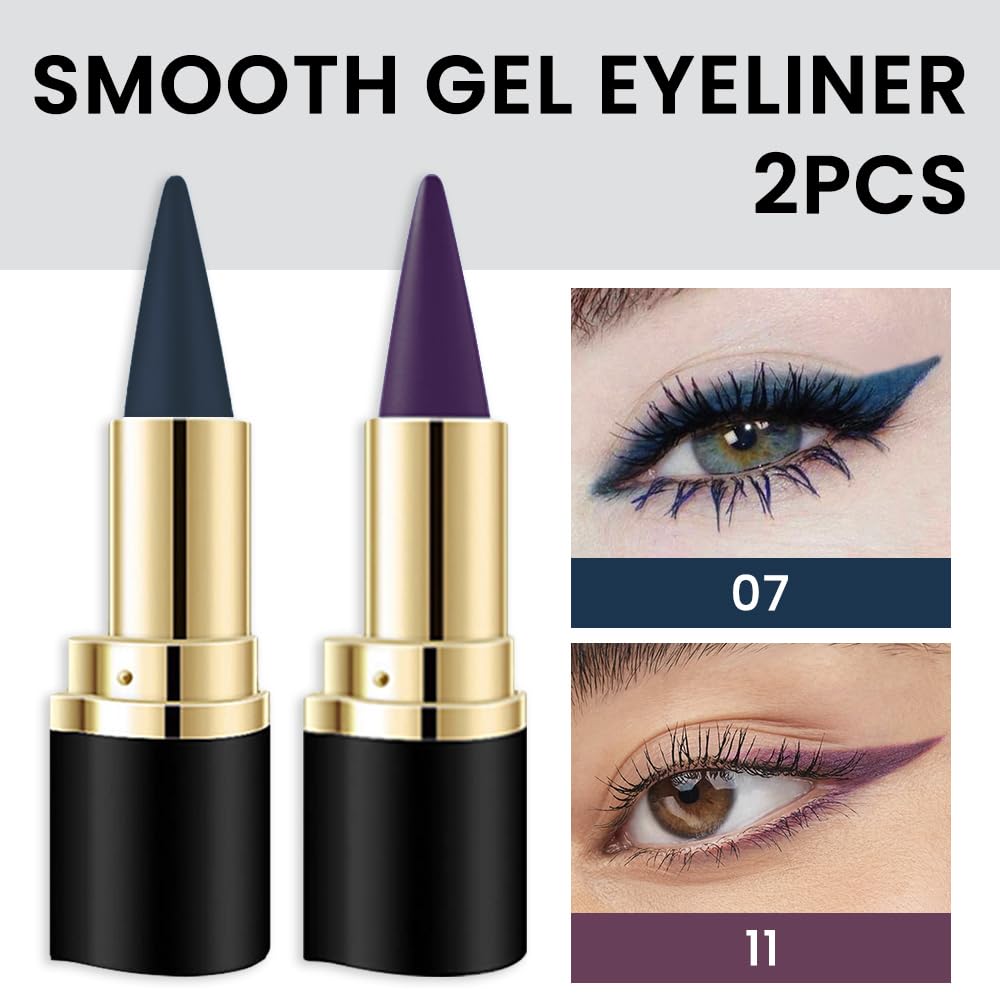 evpct 2Pcs Dark Blue Purple Gel Eyeliner Pencils Eye Black Face Paint Stick Lipstick Halloween Makeup Set Waterproof Smudge Proof Eyeliner Pen Crayon Smokey Eye delineador de ojos contra el agua