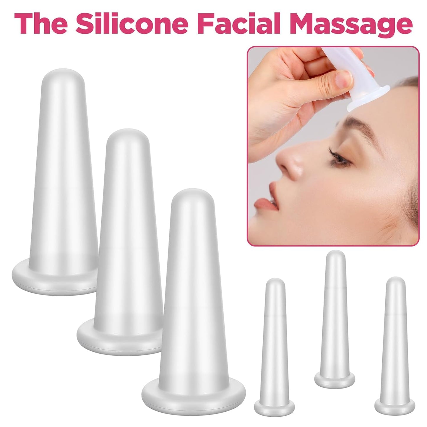 6 Pcs Transparent Massage Cupping Set Silicone Mini Facial Cups Skin Care Neck Back Eyes Massaging Cup Facial Care Safe to Use Portable Face Massager Helper for Men Women Massage