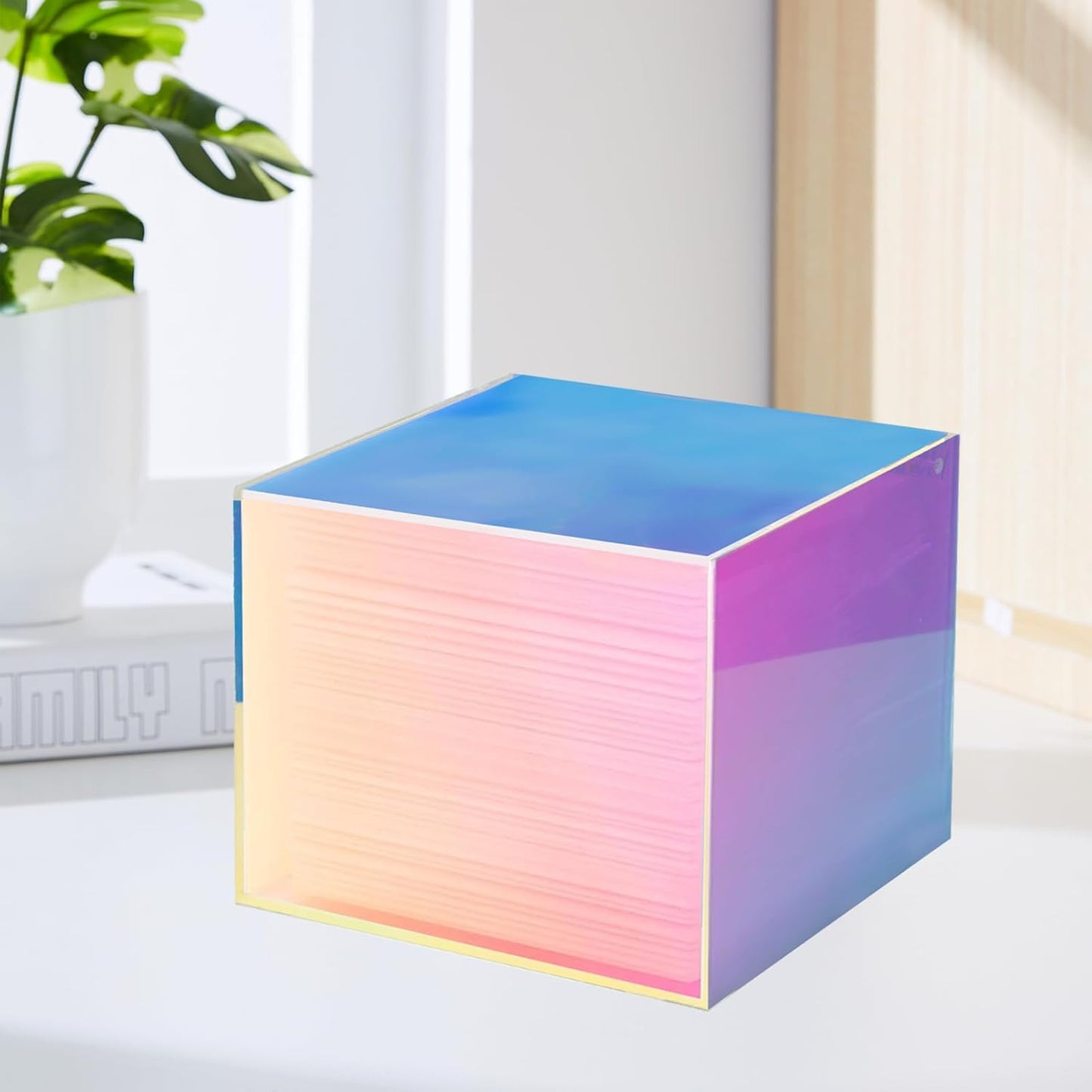 Disposable Face Towel Storage Box Compatible with Facial Towel XL, Acrylic Disposable Face Towelette Holder Container, Rainbow
