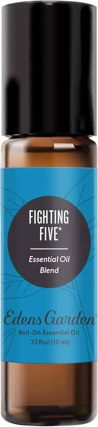Edens Garden Fighting Five Essential Oil Roll-On Blend- 100% Pure Premium Grade, Natural, Therapeutic, Aromatherapy, Kid & Skin Safe, The Best for Travel, Wellness Pre-Diluted 10 ml (.33 fl oz)