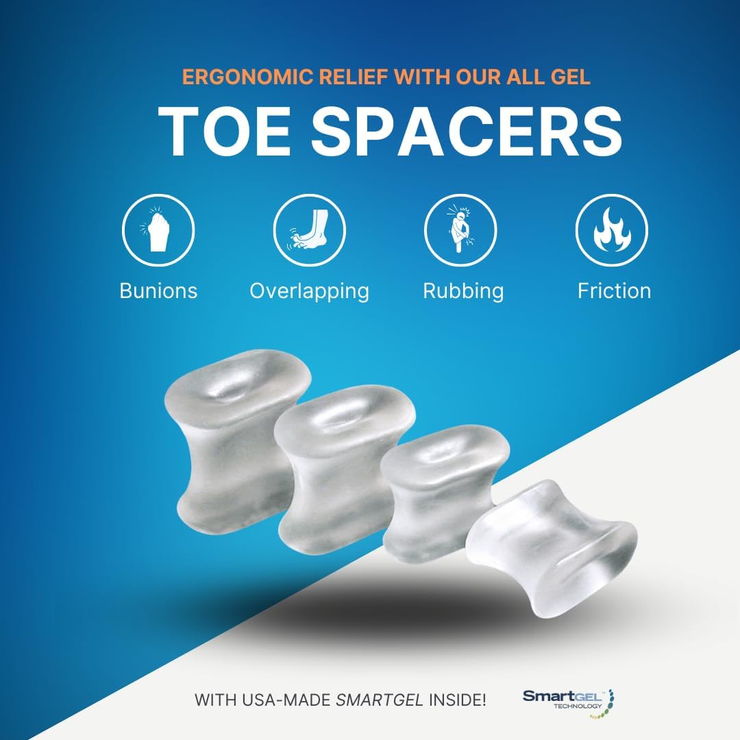NatraCure Gel Toe Spacers - Helps with Bunions, Corns, Blisters, Rubbing & Overlapping Toes - Toe Separators for Women & Men to Correct Toes - 12 Pack