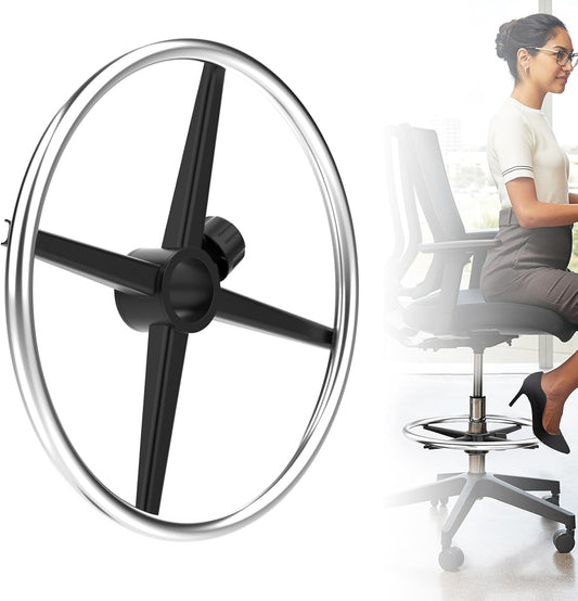 18" Chrome Foot Rest Ring for Drafting Stool or Office Chair,Office Chair Piston Foot Ring,Foot Rest (Silver, 18'')