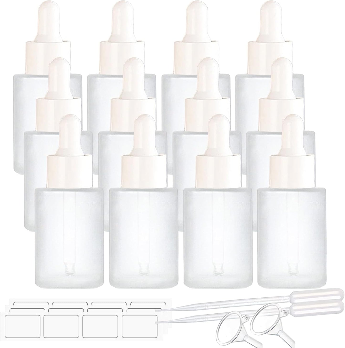 12 Pack 1 oz Frosted Glass Dropper Bottle Essential Oils Bottle with Glass Eye Droppers,for Serum Essence Oil,Perfumes,Liquids (Frosted, 1oz)