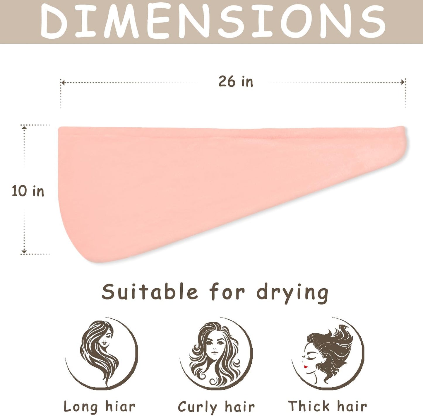 Microfiber Hair Towel Turban 3 Pack | Super Absorbent Quick Drying Hair Wrap for Women with Curly Hair | Anti Frizz Hair Towel Cap for Wet Hair(Red,Pink,White)