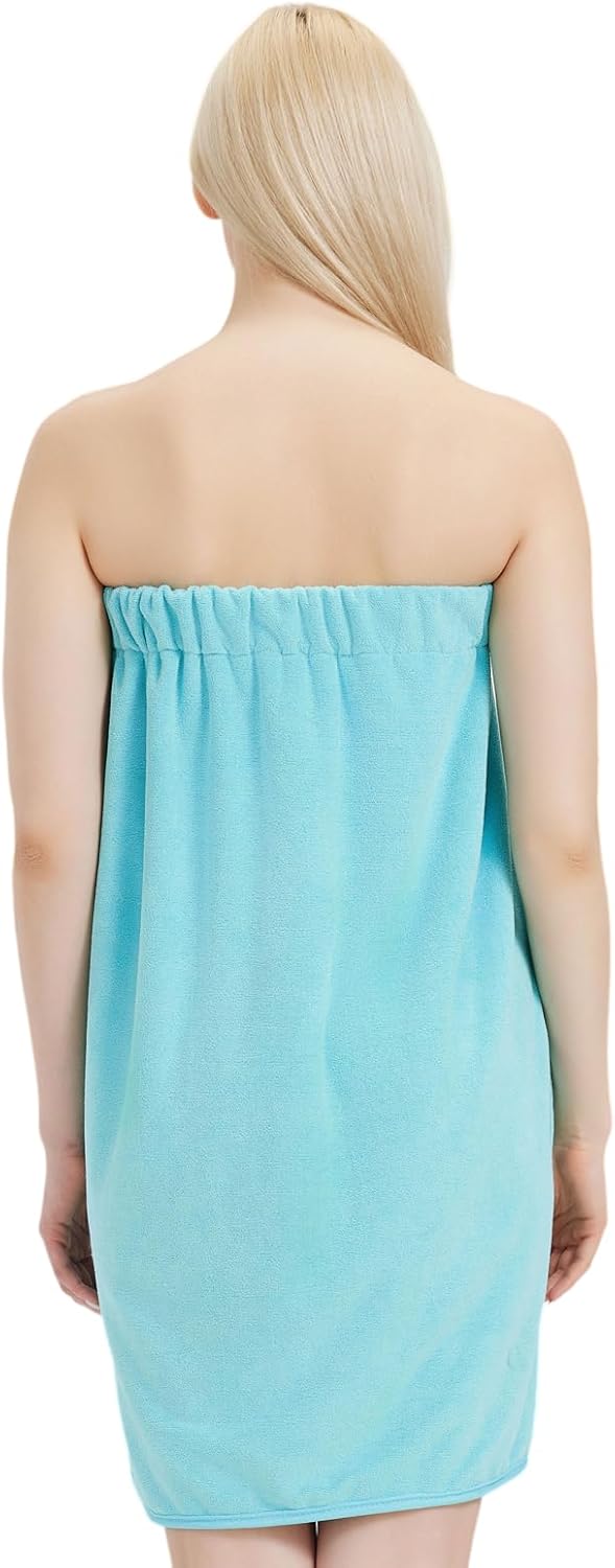 Womens Bath Body Wrap Towel Lightweight Shower Spa Wrap Robe Adjustable Closure Bathrobe