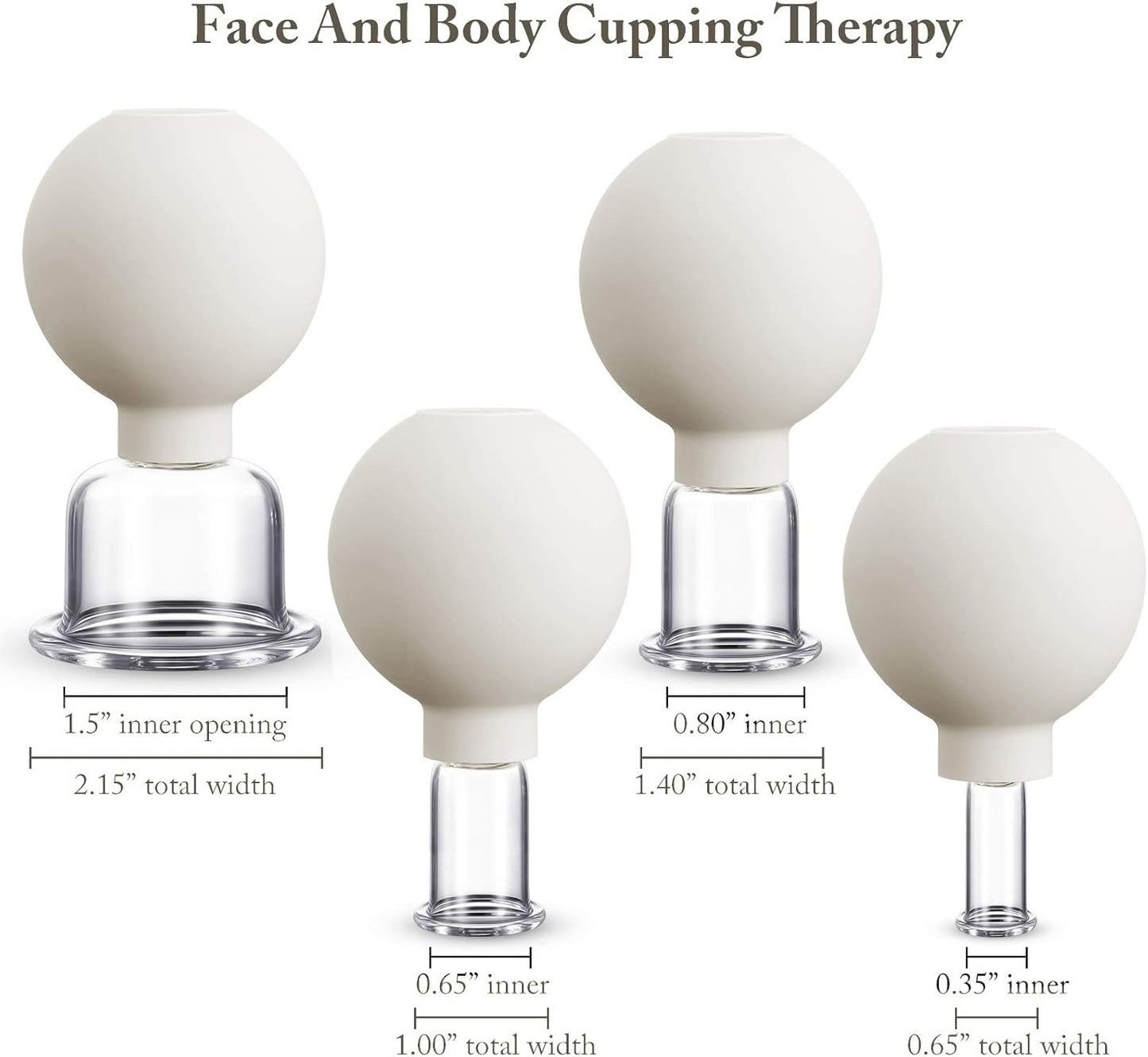 4 Pieces Glass Cupping Set Glass Silicone Cupping Cups Massage Vacuum Suction Cupping Cups for Body Face Leg Arm Back Shoulder Muscle and Joint Pain (White)