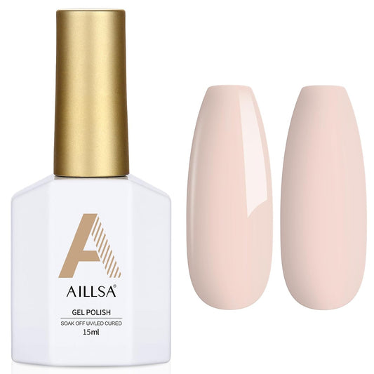 AILLSA Gel Nail Polish Nude Vanilla Tan Gel Polish Light Brown Neutral Jelly Gel Polish Natural Wheat Color Nails Soak Off U V Gel for Nail Salon at Home Fall Winter for Women 0.51 Fl Oz /GC14