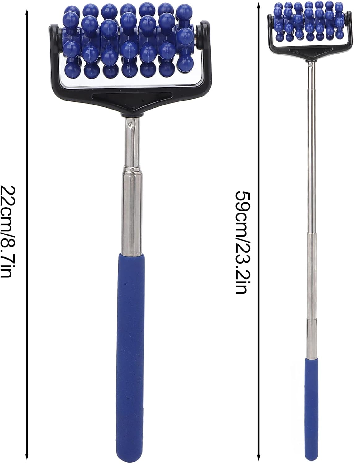 ZJchao Back Scratchers, Telescopic Massager Back Muscle Roller Adjustable Back Head Arm Scratch Roller for Muscle Relax Portable Extended Scraper Telescoping Backscratchers for Men Women(Navy Blue)