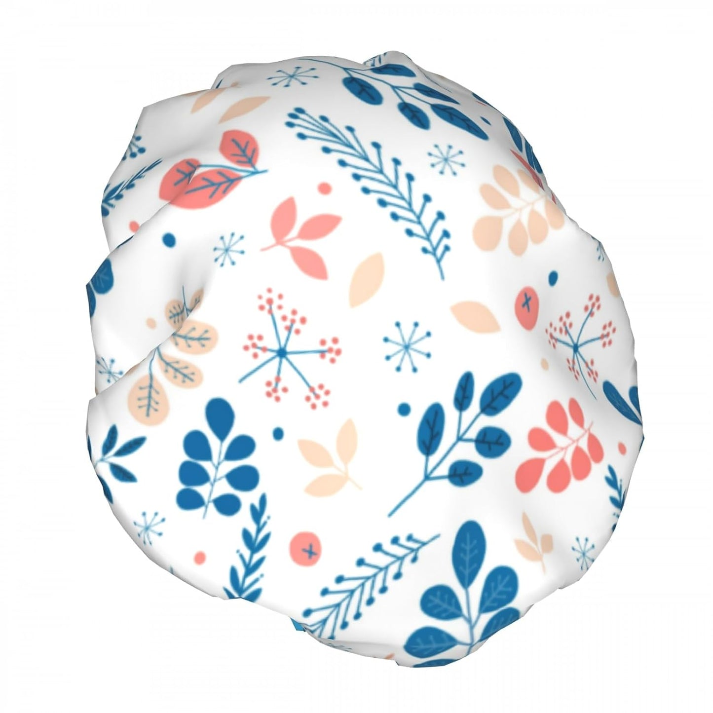 Cute Colorful Leaves Double Layer Waterproof Shower Cap for Women Reusable Bath Cap for All Long Hair Lengths Soft Bath Shower Hat