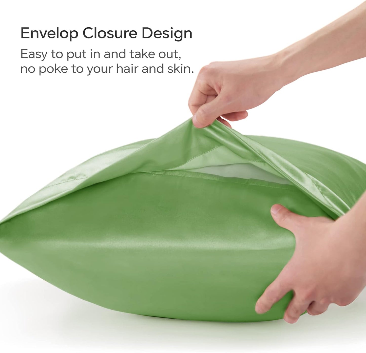 BEDELITE Satin Body Pillow Cover, Super Soft and Cooling Body Pillow Pillowcase for Hair and Skin, Breathable Silky Full Long Pillowcase Cover(20"x54", Sage Green)