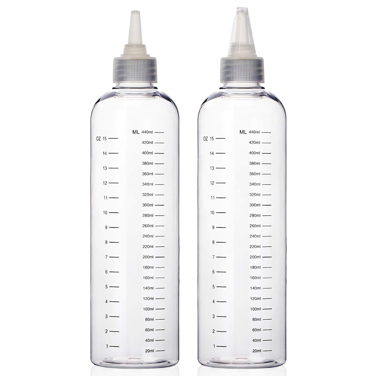Segbeauty 16.9oz Hair Dye Bottles, 2Pcs 500ml Refillable Measured Hair Color Applicator Bottles, Clear Hair Color Squeeze Bottle with Graduated Scale, PET Twist Top Cap Tip Plastic Empty Dyeing Tool